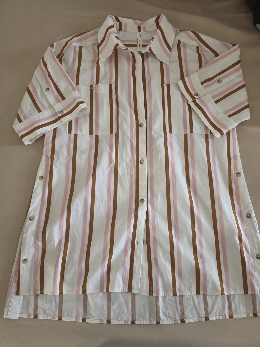 Anthropologie Striped Button-Down Tunic/Shirt